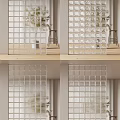 Modern Glass Partition Design For Stylish Home Interior With Grid Pattern 3d model