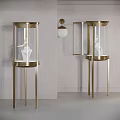 Modern Stylish Display Shelves With Metal Frame And Glass Doors For Showcasing Items