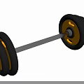 Sports Equipment Barbell With Black And Yellow Weight Plates And Metal Bar