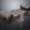 Decorative Carved Sculpture With Scroll Shaped Armrests And Wooden Legs Design