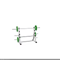 Sturdy White Barbell Rack With Green Weight Plates And Multiple Storage Bars