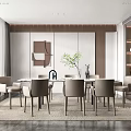 Modern dining table and chair combination 3d model