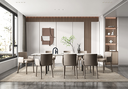 Modern dining table and chair combination 3d model