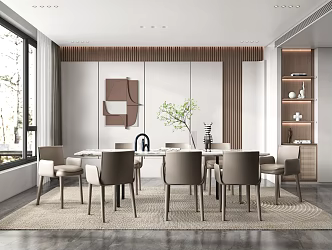Modern dining table and chair combination 3d model