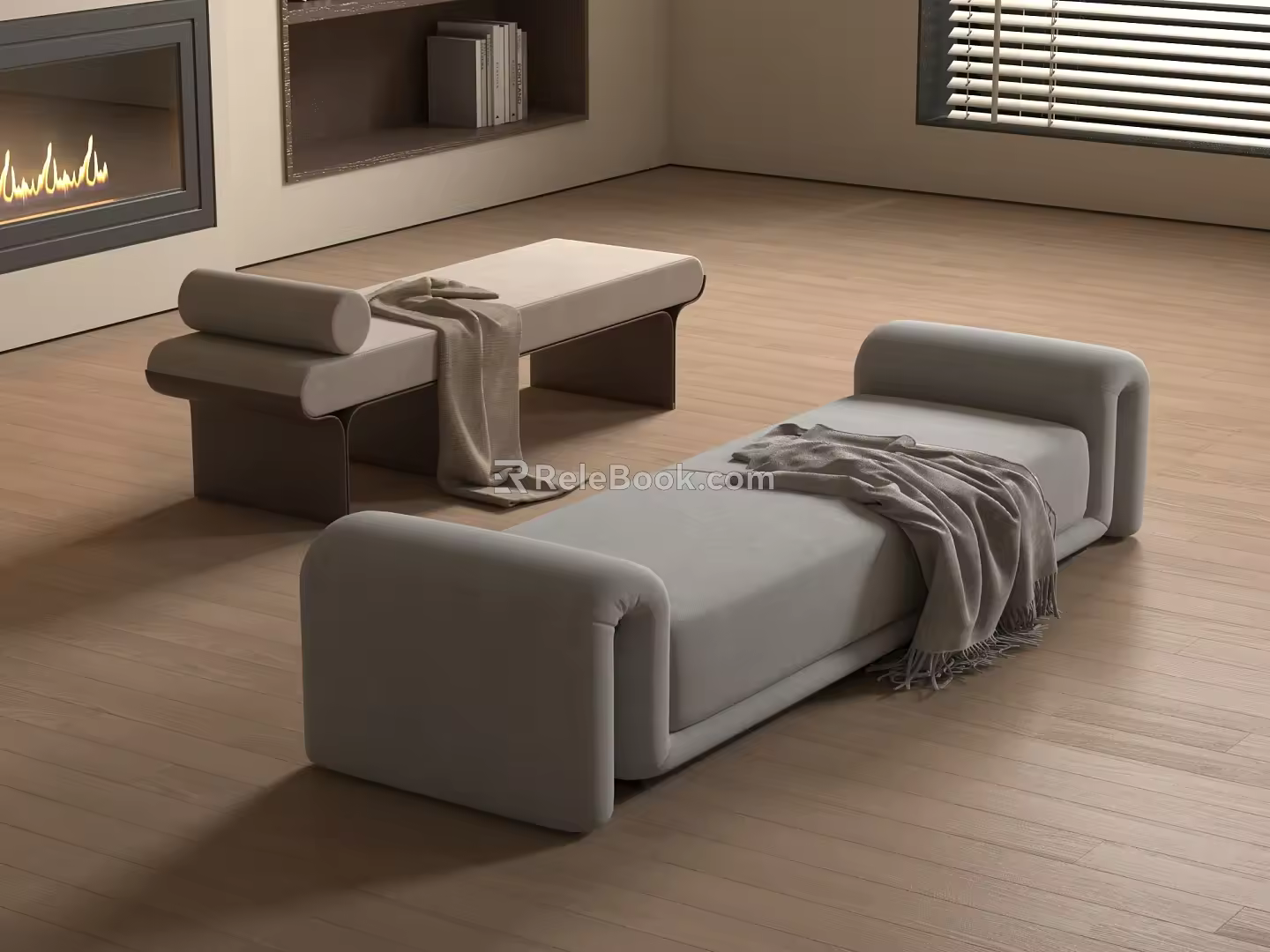 modern bed end stool sofa stool 3d model
