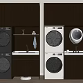 Modern Balcony Cabinet Design With Washer Dryer Sink And Storage Space