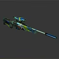 Colorful Sniper Rifle With Modern Decorative Paintwork And Scope Design Elements