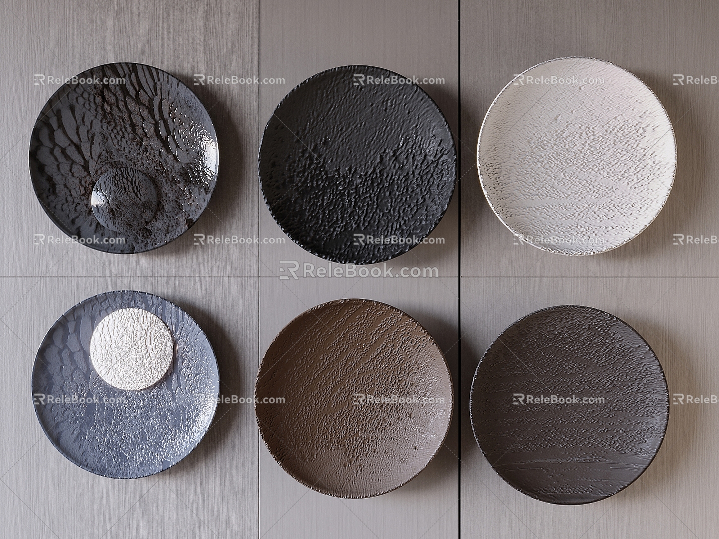 Sandstone Texture Wall Decorative Disc Porch Decorative Stereo Wood Carving 3d model