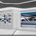Modern Marine Technology Exhibition Hall Interior With White Curved Design And Digital Screens