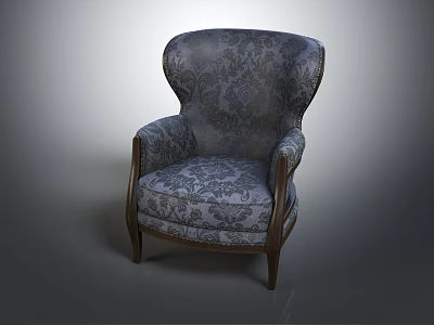 Classic Single Sofa Featuring Floral Fabric Wooden Armrests And Vintage Design 3d model
