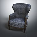 Classic Single Sofa Featuring Floral Fabric Wooden Armrests And Vintage Design