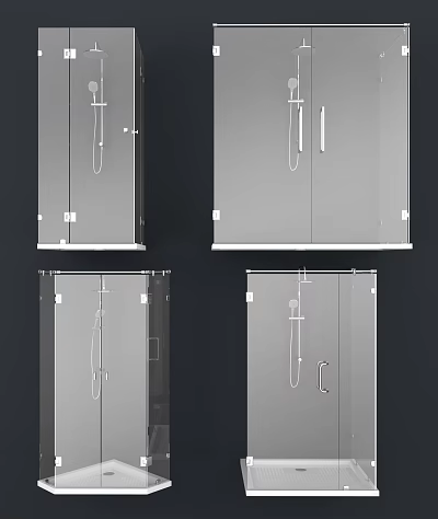 Modern Shower Sauna Enclosure with Clear Glass Door Stainless Steel Shower Head and Frameless Design 3d model