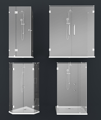 Modern shower room bath partition 3d model