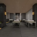 Elegant Modern SPA Sauna Interior With Stone Walls Wooden Ceiling And Soft Lighting