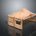 Outdoor Furniture Beige Canvas Tent With Sturdy Frame And Side Windows For Camping Use