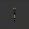 Black Tactical Assault Rifle With Golden Scope And Magazine Components