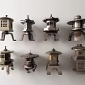 Lantern Style Outdoor Lights Featuring Various Unique Designs And Traditional Structures 3d model