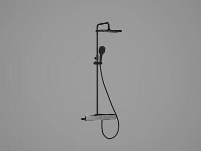 Modern Bathroom Shower System With Overhead Head Handheld Sprayer And Base 3d model