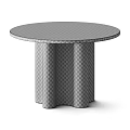 Round Brown Veined Marble Coffee Table With Cylindrical Legs For Living Room