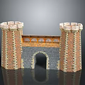 Traditional Memorial Archway Model Featuring Twin Decorated Towers Arched Gateway And Brick Stone Structure