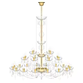 Elegant Multi Tier Chandelier With Brass Frame Glass Shades And Multiple Bulbs