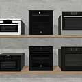 Modern Stylish Kitchen Appliances With Six Ovens On Two Shelves