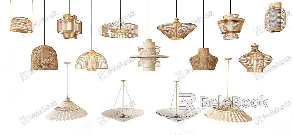 New Chinese Chandelier Rattan Chandelier Combination model