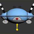 Blue Cartoon Robot With Silver Round Body Yellow Part Black Side Structures And Eyes