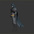 Detailed 3D Batman Figure with Gray Blue Armor Yellow Utility Belt and Cape Standing Pose