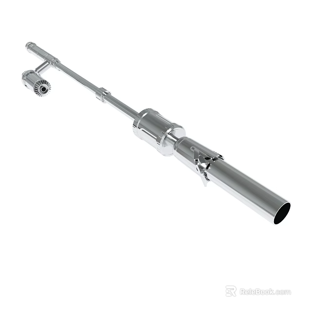 Silver Metal Adjustable Extension Tool With Connecting Head And Grip Handle 3d model 