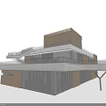 Modern Office Building Exterior Design With Large Glass Windows And Layered Balconies