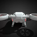 White Quadrotor Drone With Transparent Cockpit And Red Rotor Blades Design