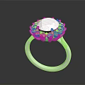 Elegant Silver Ring With Large Center Stone And Sparkling Small Diamonds 3d model