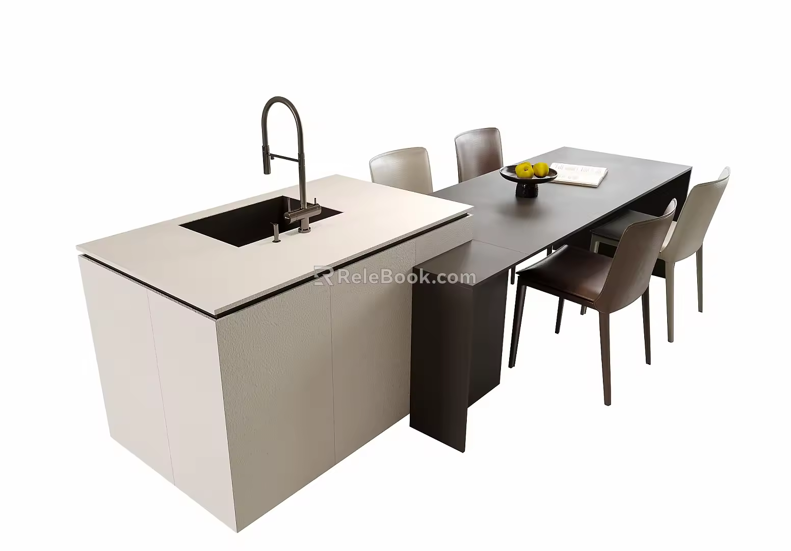 Modern Island Table Dining Table and Chair Combination Single Chair Dining Chair 3d model