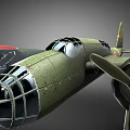 Vintage Green Military Aircraft With Twin Propellers And Red Circle Markings