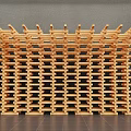 Modern Layered Wooden Structure With Stacked Geometric Beams Art Design