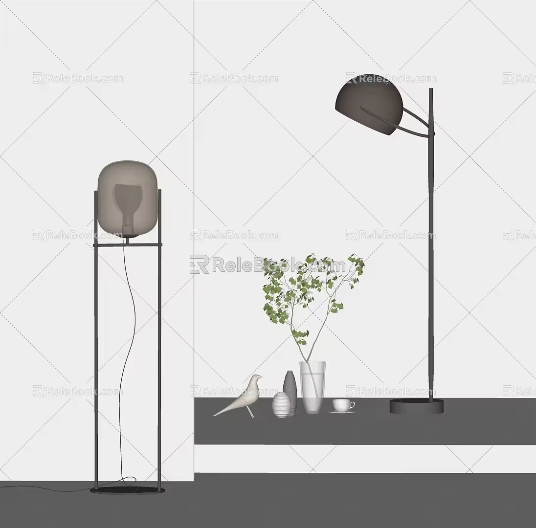 Modern floor lamp ornaments vase floor lamp combination 3d model