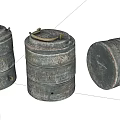 Vintage Industrial Equipment Metal Cylindrical Containers With Handles And Textured Surfaces