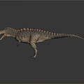 Realistic 3D Dinosaur Model With Open Mouth Brown Orange Striped Body