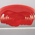 Red Petal Shaped Layered Ceiling Design With Modern Lighting Fixture 3d model