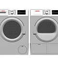 Two Modern White BOSCH Front Load Washing Machines With Sleek Design And Control Panel 3d model