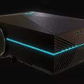 Sleek Black Projection Monitoring Device With Modern Design And Blue Accent Lines