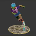 Game Movie Character Standing In Blue Helmet VARTIS Vest Knee Pads With Colorful Roller Skates