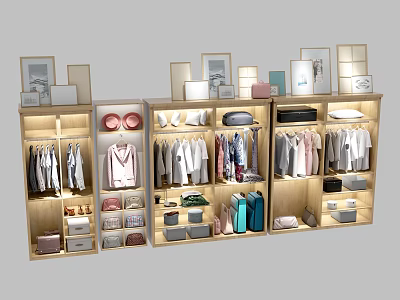 Fashion Clothes Display On Racks And Shelves In Modern Retail Store 3d model