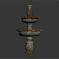 Decorative Garden Ornament Three Tiered Fountain With Terracotta Brown And Green Finish