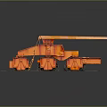 Orange Industrial Mining Transport Equipment with Multiple Wheels Heavy Duty Structure 3d model