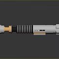 Futuristic Silver Weapon Featuring Black Stripes And Orange Energy Core