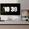 Modern Living Room TV Stand Interior Design With TV Decorative Painting And Vase