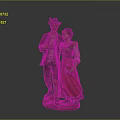 Traditional Clothing Male And Female Figures Standing Together Decorative Sculpture