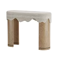 Classic Beige Stone Sideboard Design With Carved Columns And Scalloped Top